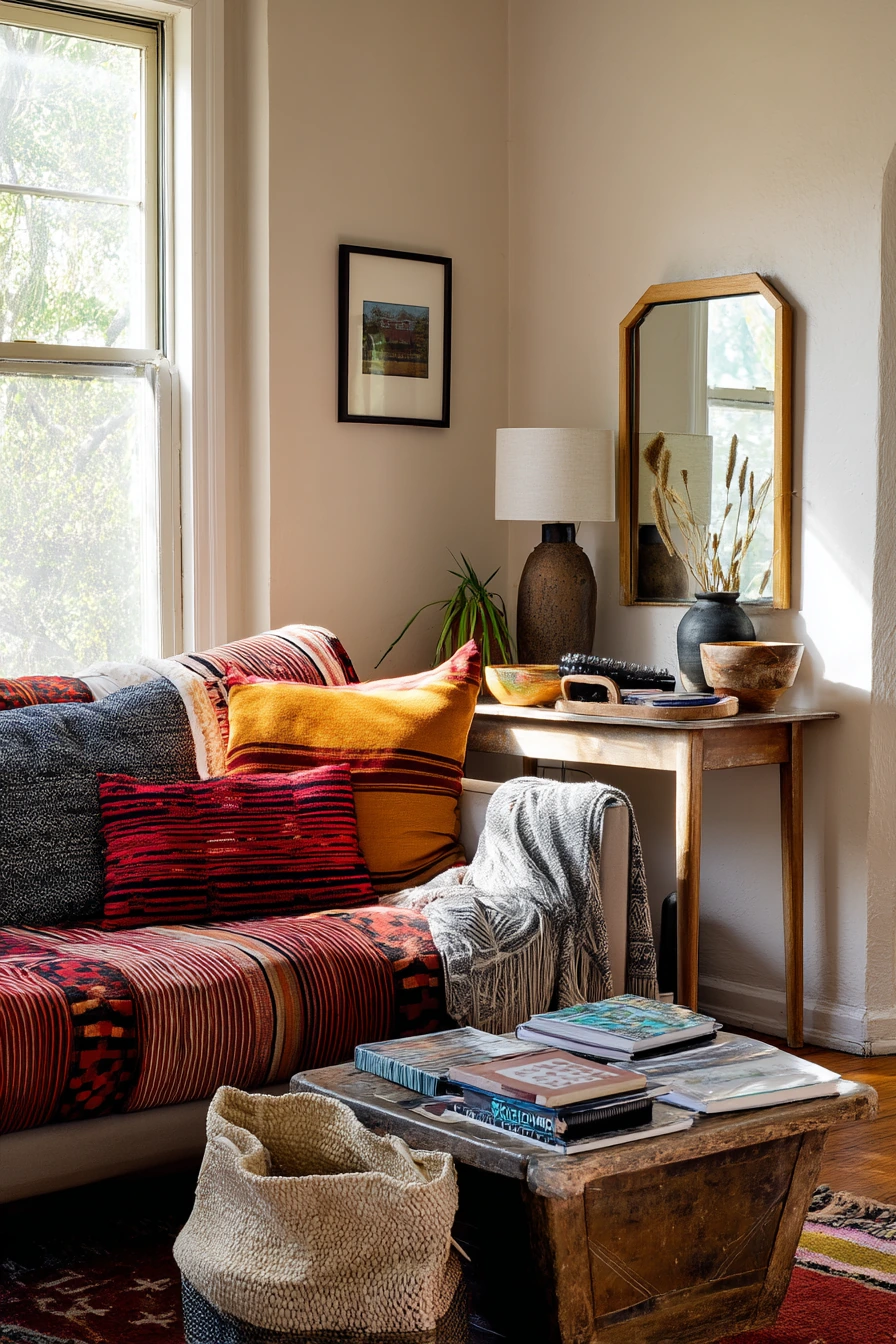 Budget-Friendly Layered Living Room with Market Finds