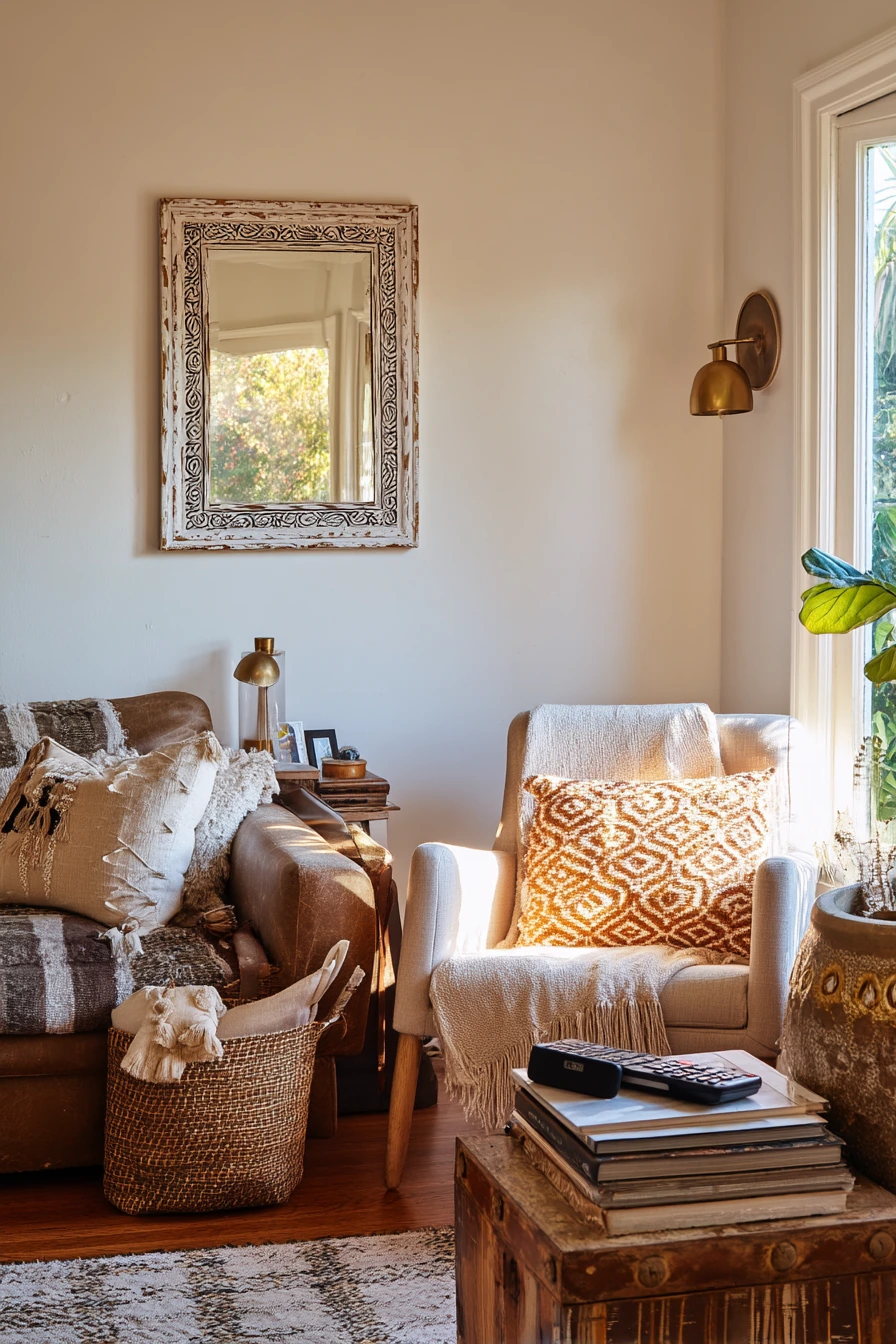Budget-Friendly Layered Living Room with Market Finds