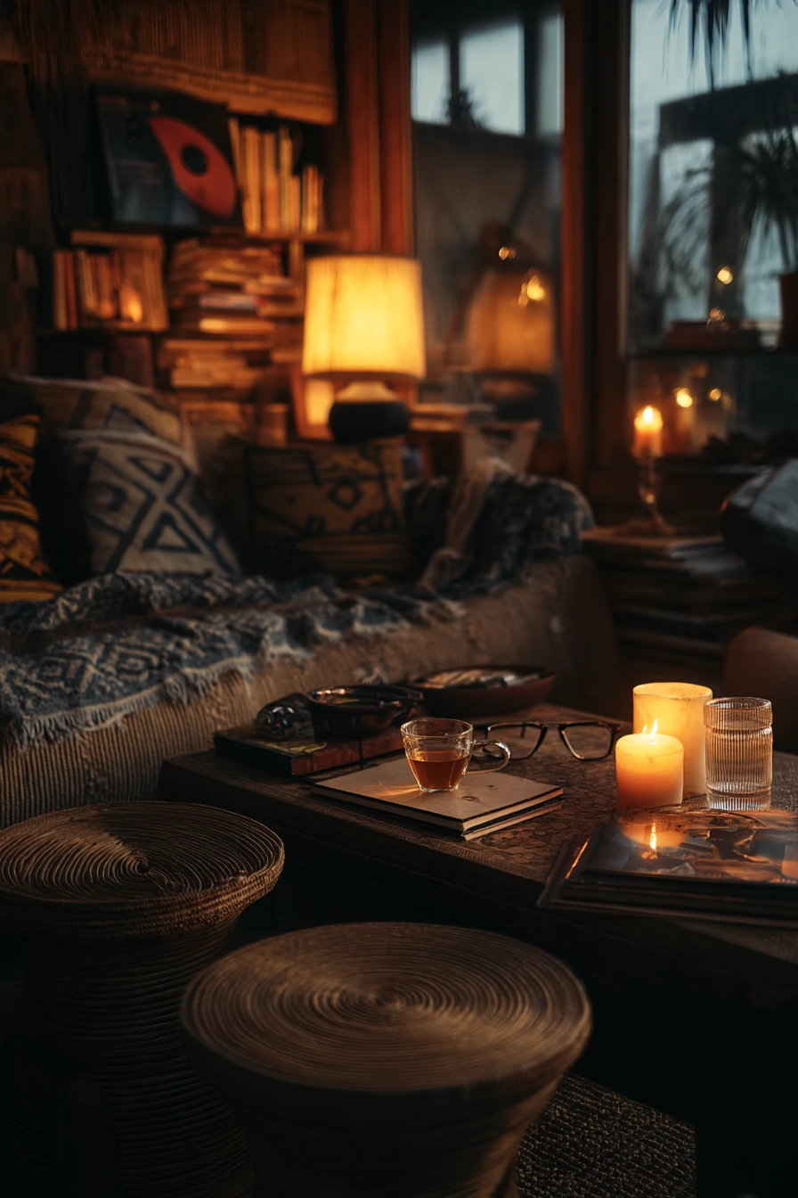 Evening Lamp Glow in a Cozy African Home