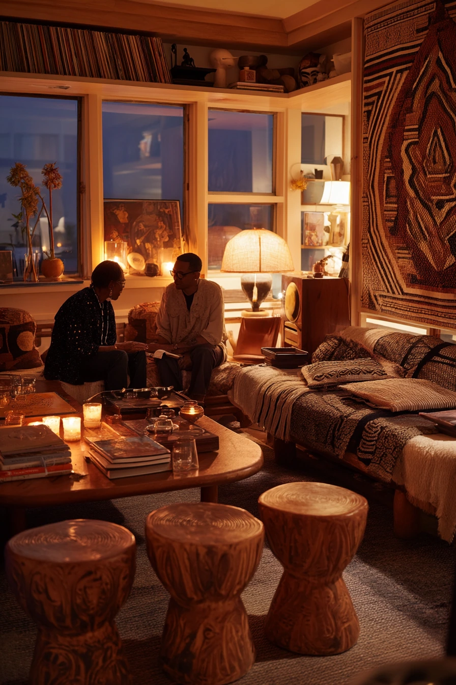 Evening Lamp Glow in a Cozy African Home
