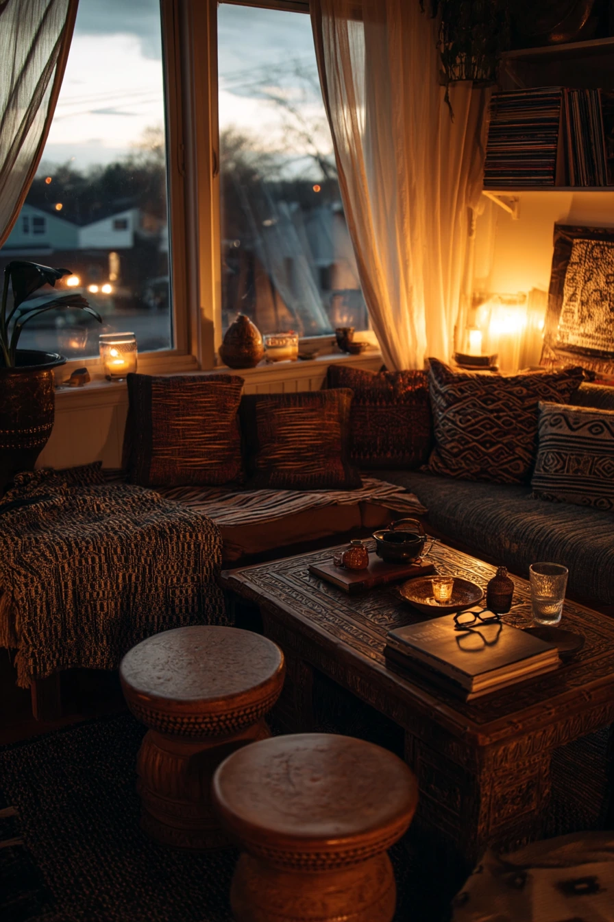 Evening Lamp Glow in a Cozy African Home