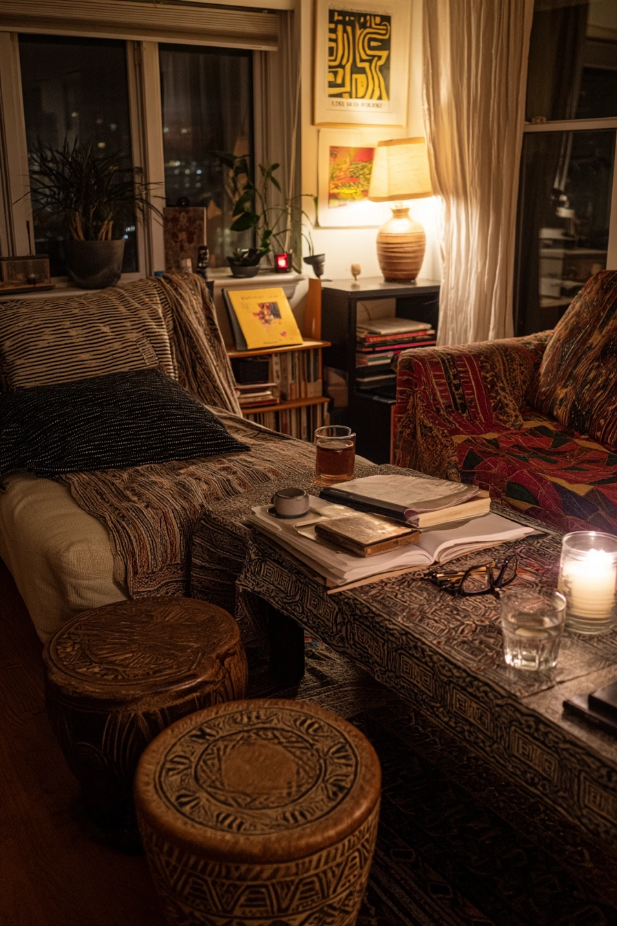 Evening Lamp Glow in a Cozy African Home