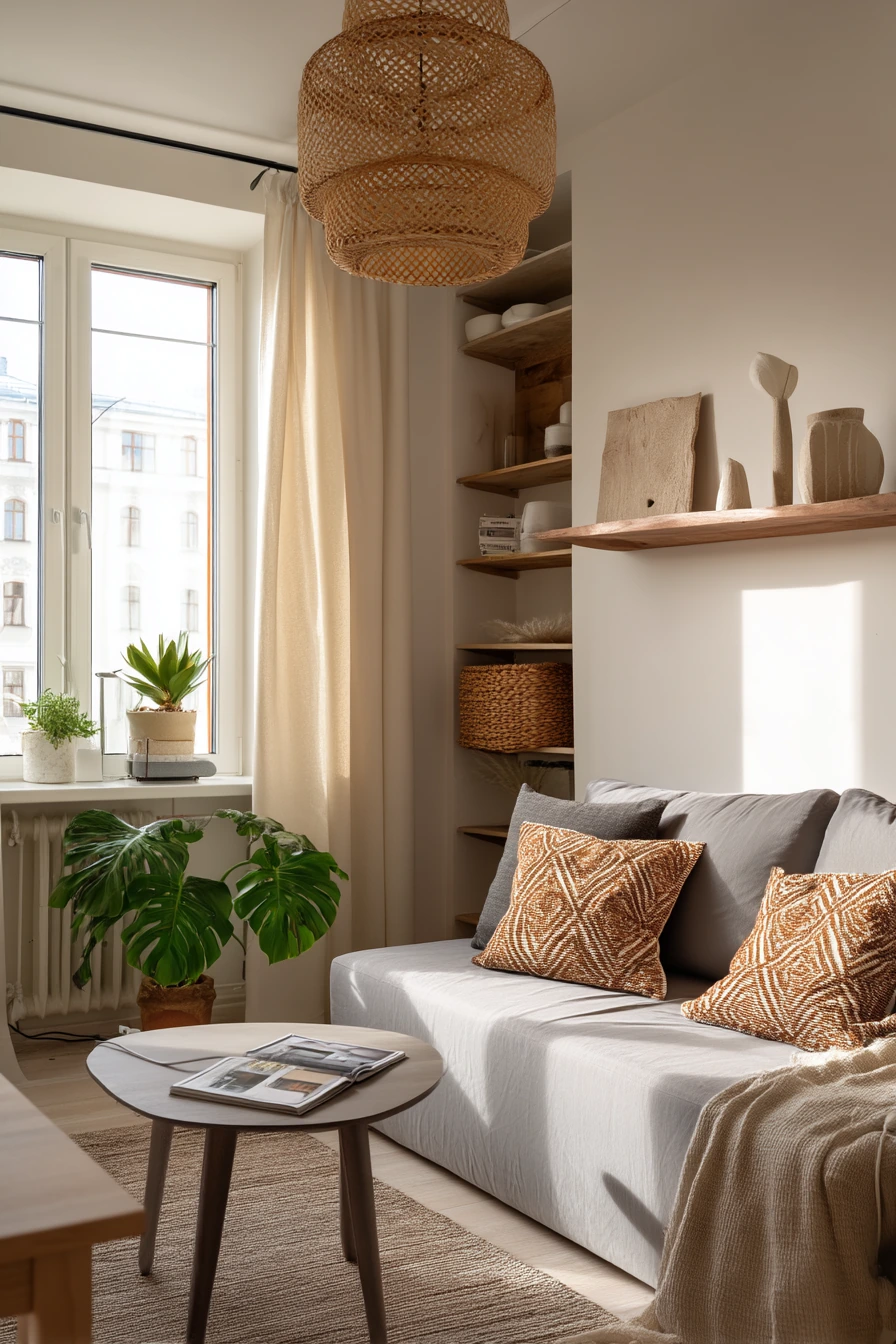 Small Apartment African Living Room, Clever and Warm