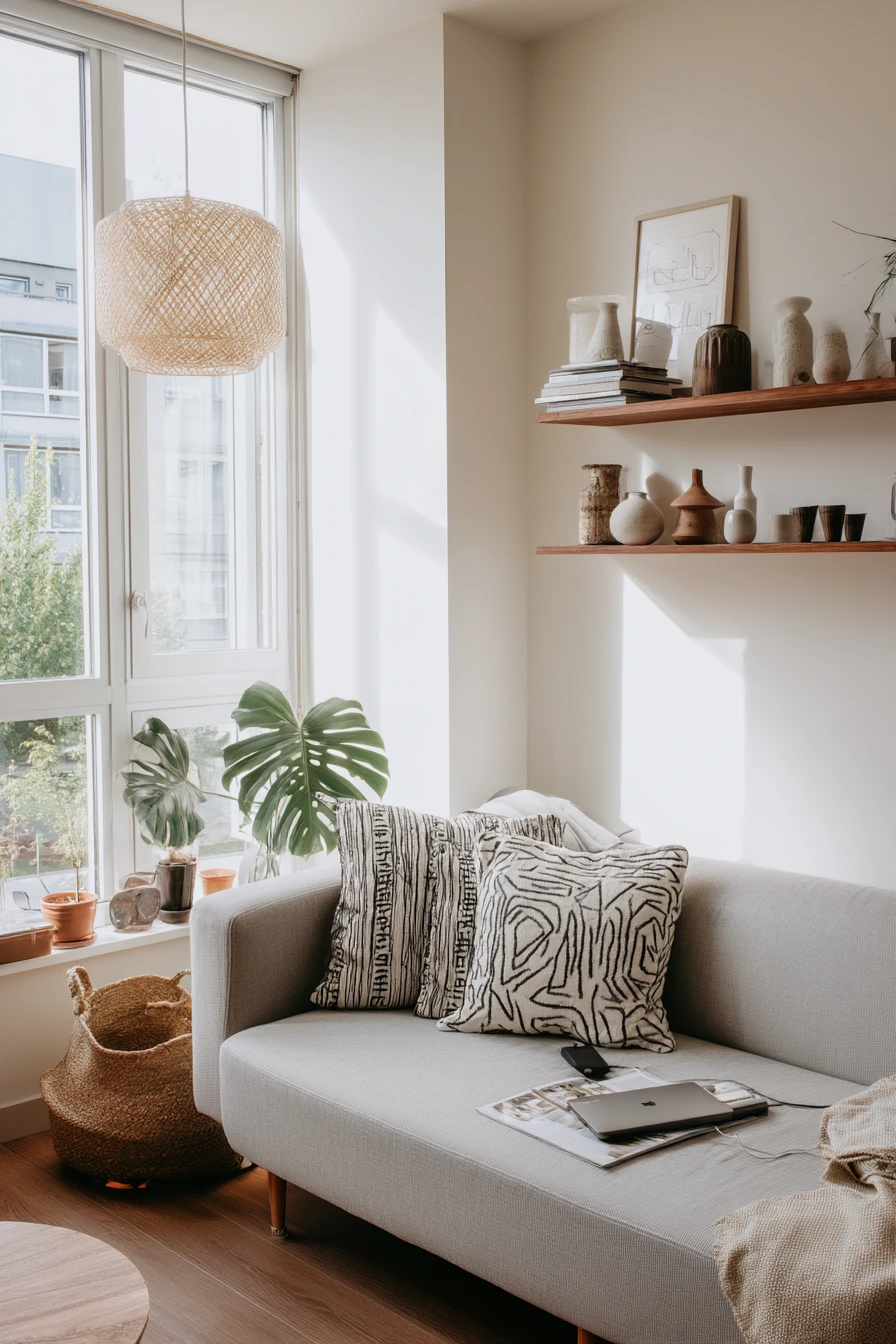 Small Apartment African Living Room, Clever and Warm