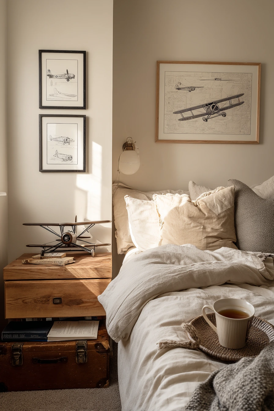 Renter-Friendly Airplane Bedroom with Removable Decor