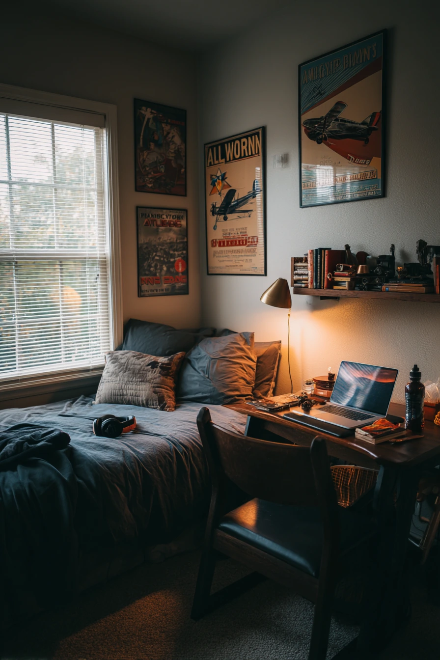 Teen Airplane Bedroom with Vintage Travel Mood