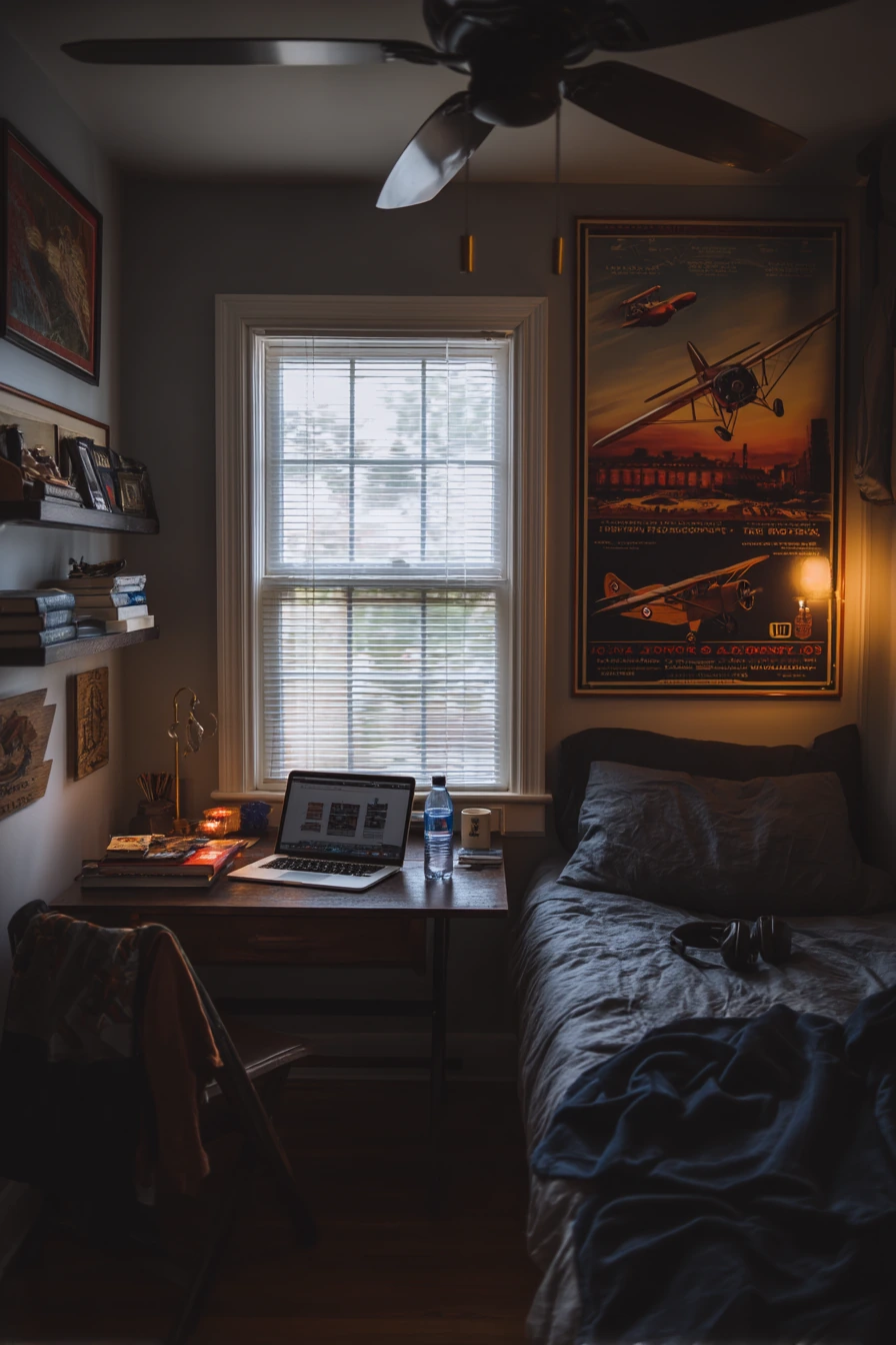 Teen Airplane Bedroom with Vintage Travel Mood