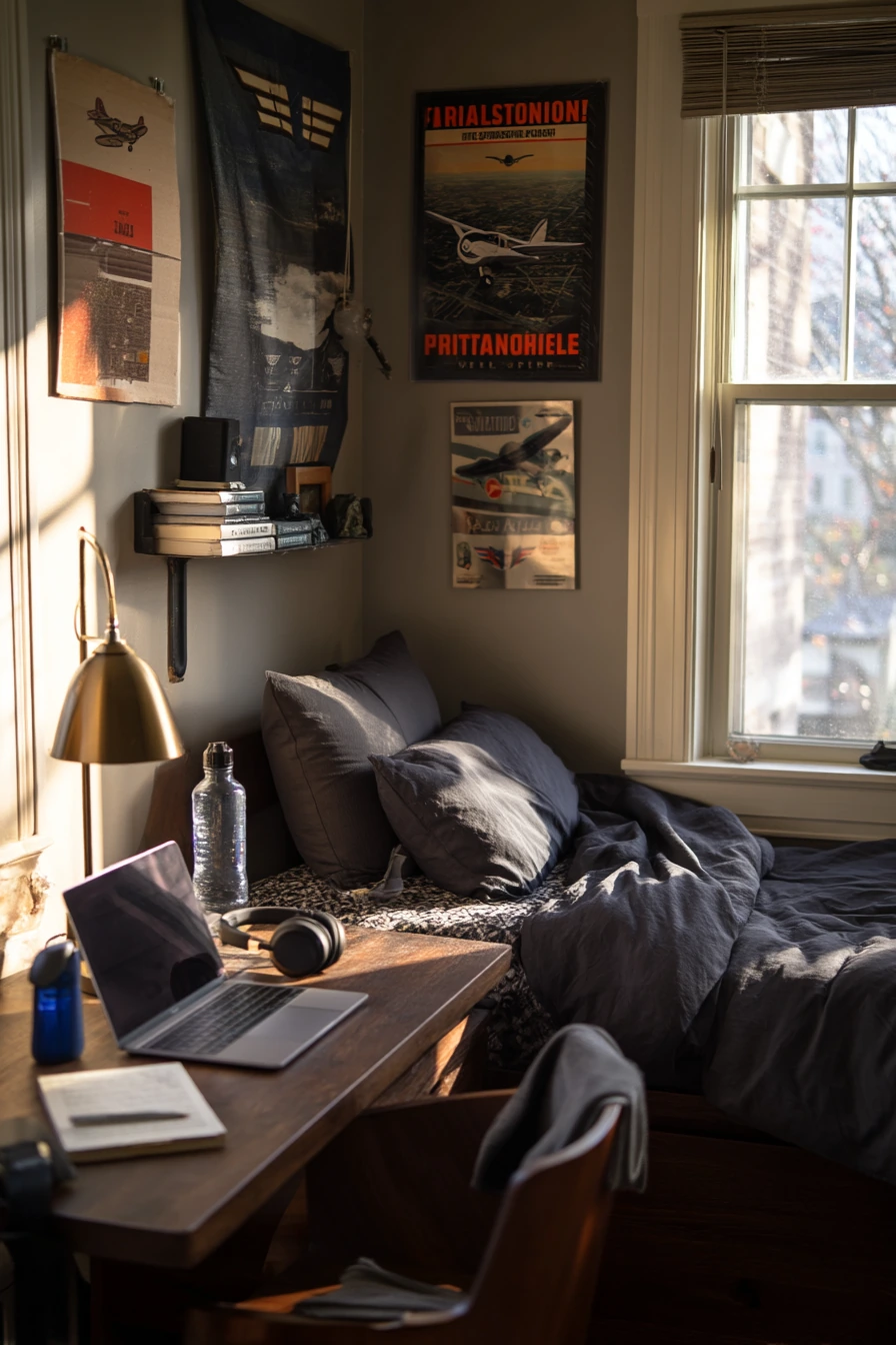 Teen Airplane Bedroom with Vintage Travel Mood