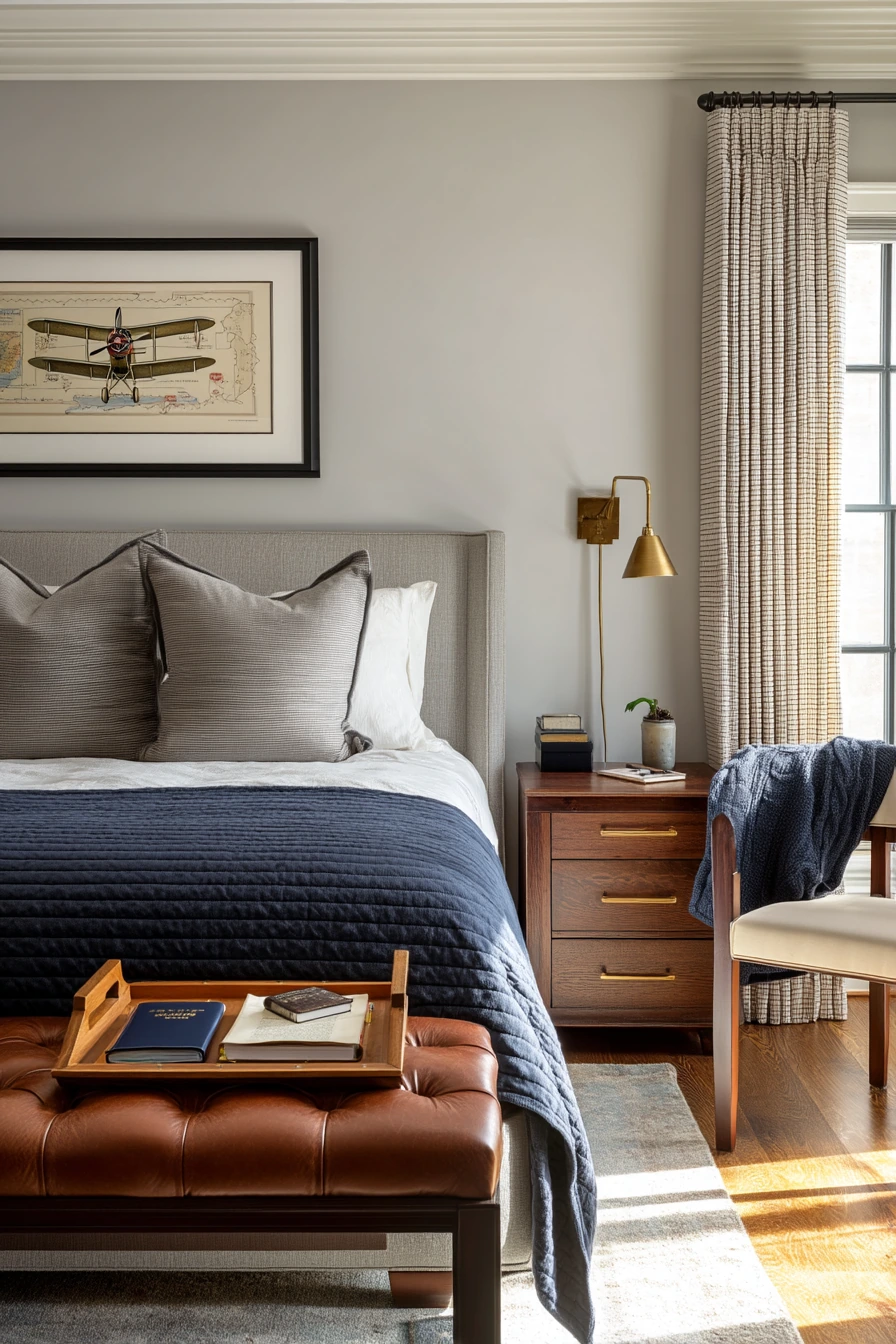 Airplane-Themed Bedroom for a Travel-Loving Adult