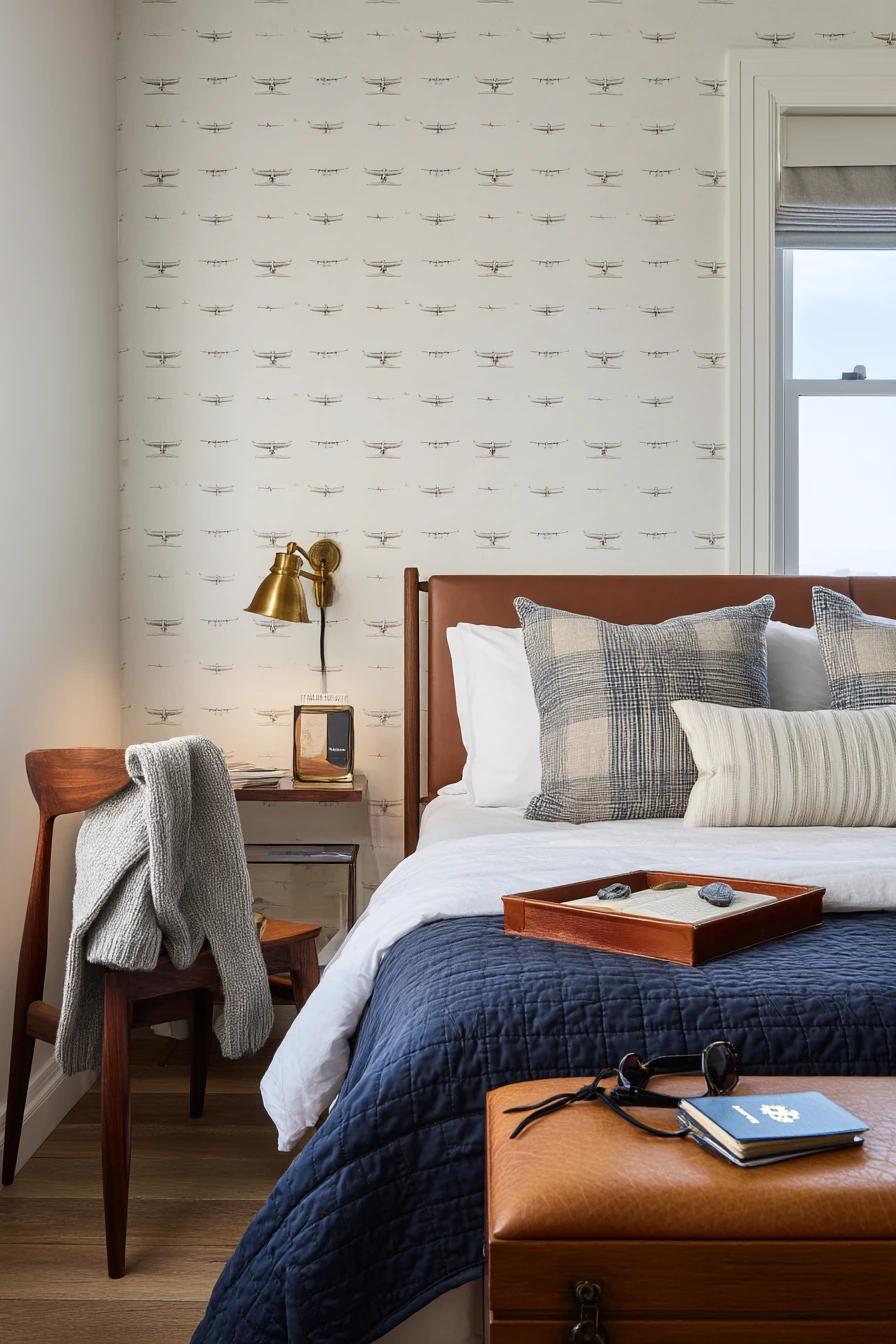 Airplane-Themed Bedroom for a Travel-Loving Adult