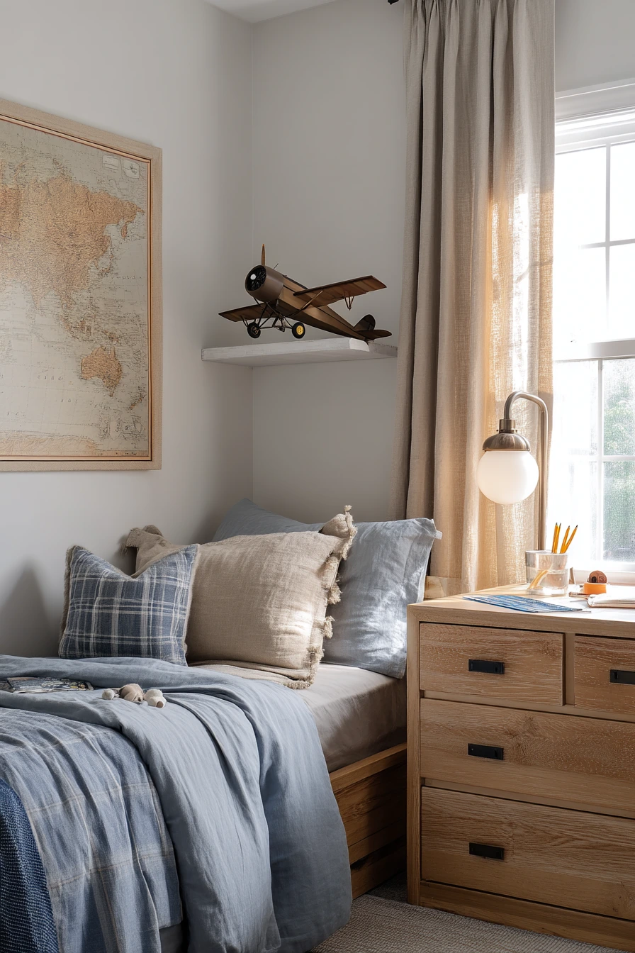 Boy’s Airplane Bedroom with Quiet Explorer Energy