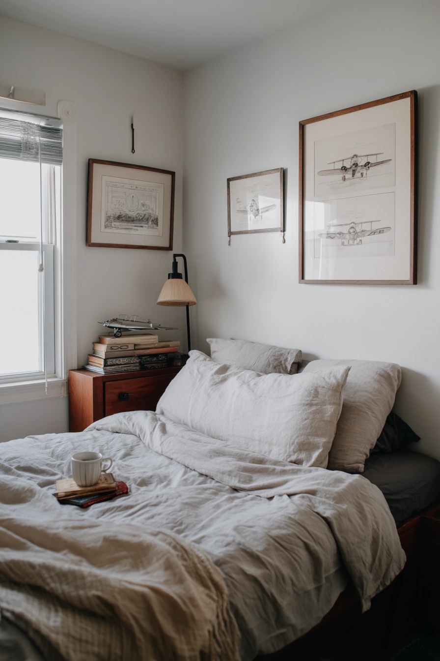 Renter-Friendly Airplane Bedroom with Removable Decor