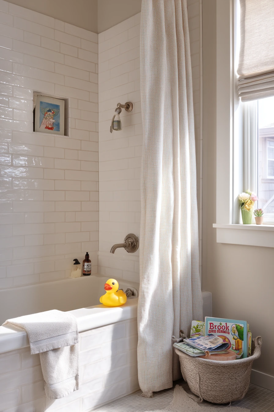 Built-In Alcove Tub for a Busy Family Bath