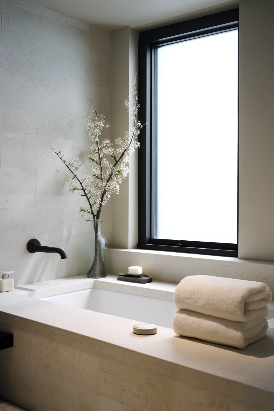 Minimal Alcove Tub for a Calm Morning Routine