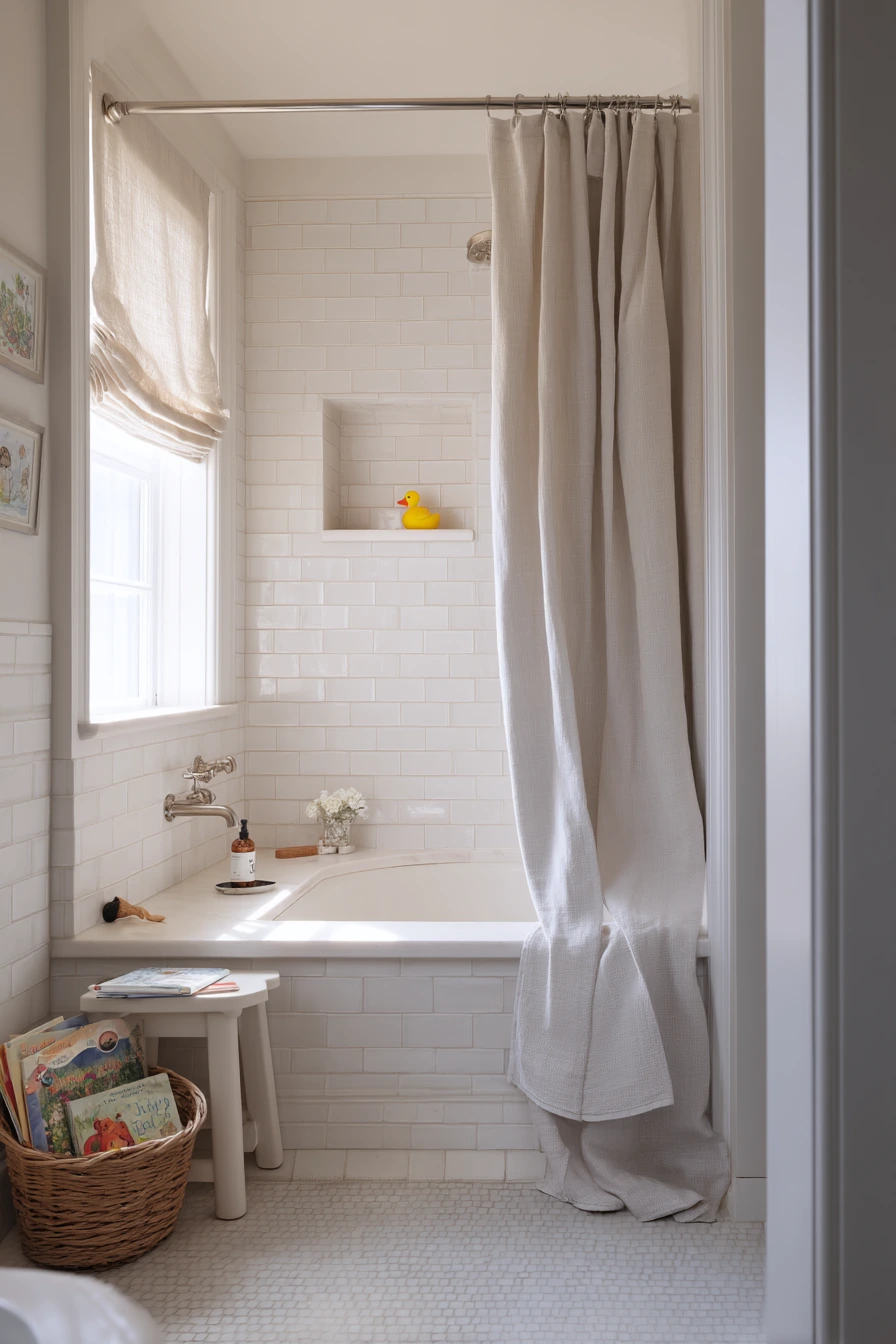 Built-In Alcove Tub for a Busy Family Bath