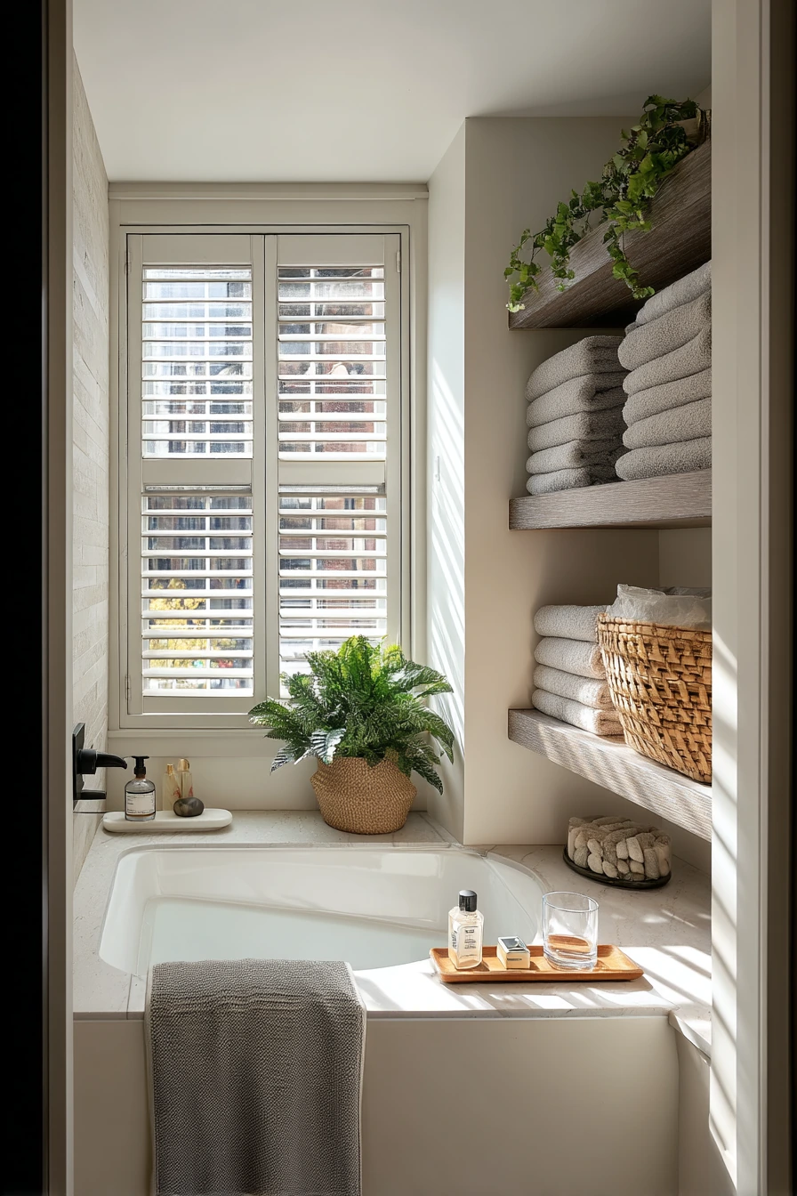 Small-Space Alcove Tub with Storage