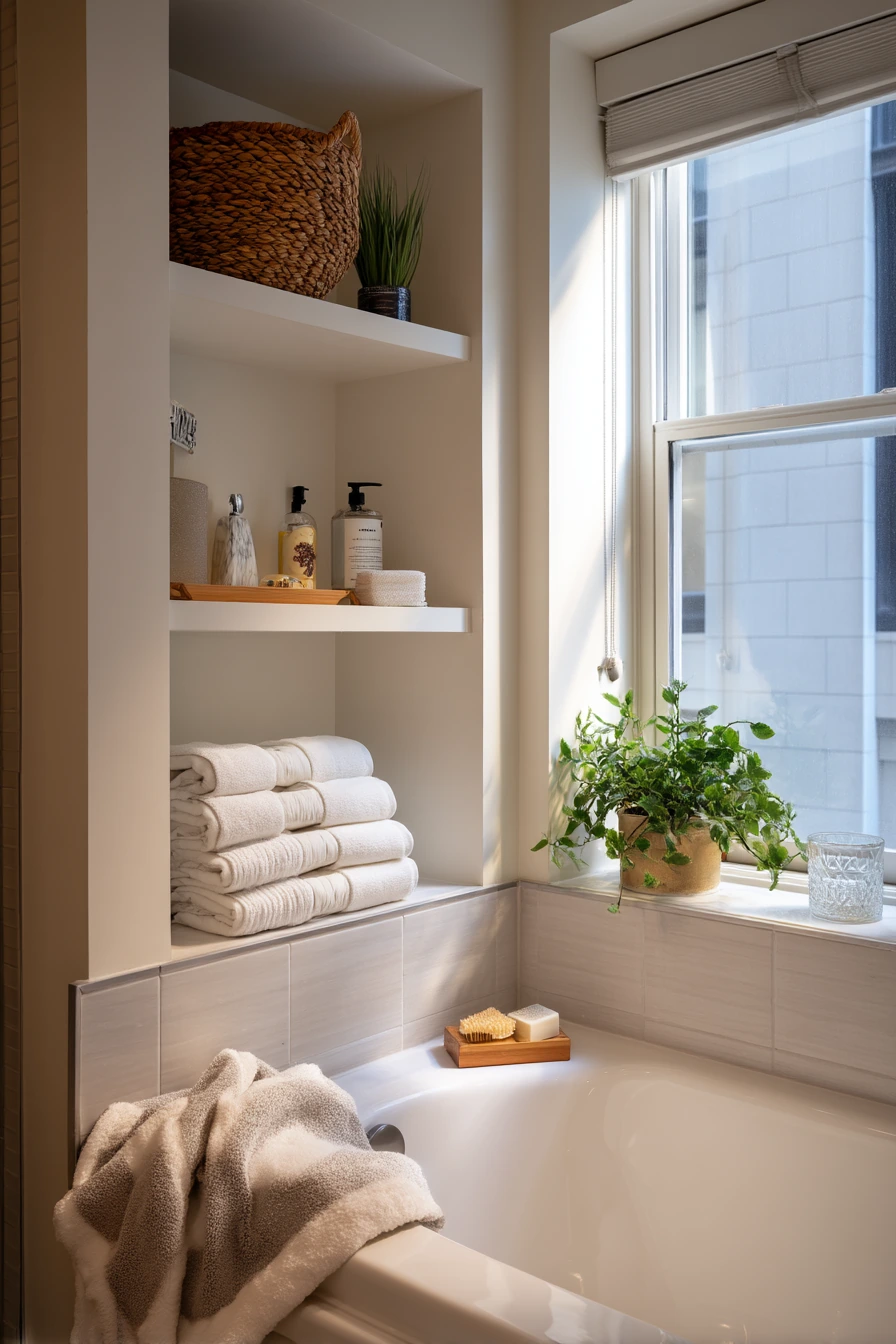 Small-Space Alcove Tub with Storage