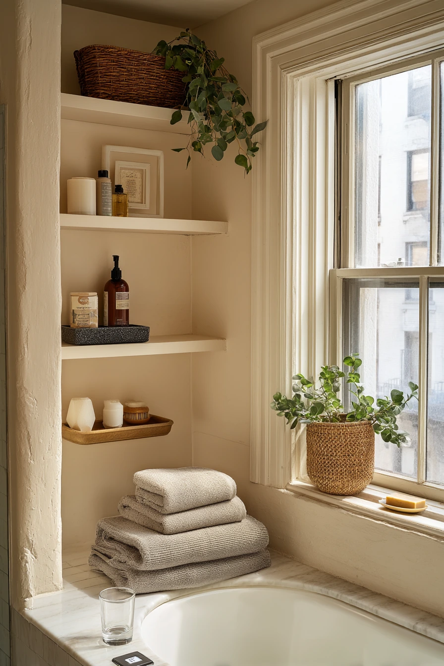 Small-Space Alcove Tub with Storage