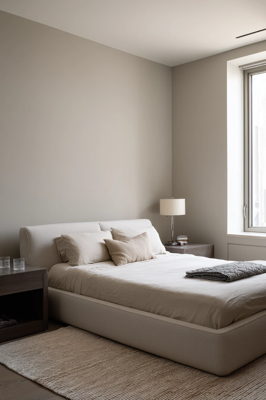 6. Beige Bedroom in a Minimal Townhouse