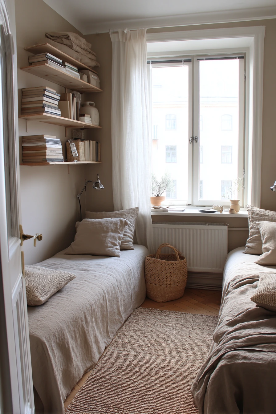 8. Beige Bedroom for a Shared Apartment