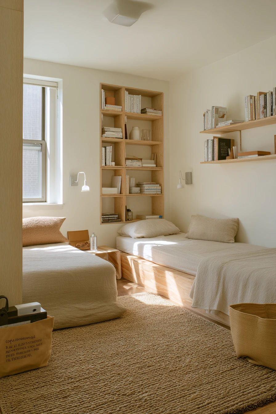 8. Beige Bedroom for a Shared Apartment