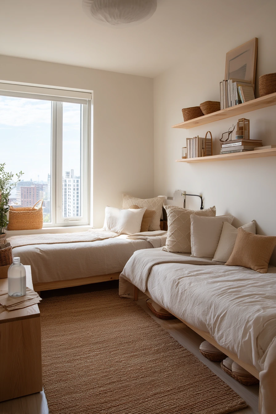8. Beige Bedroom for a Shared Apartment