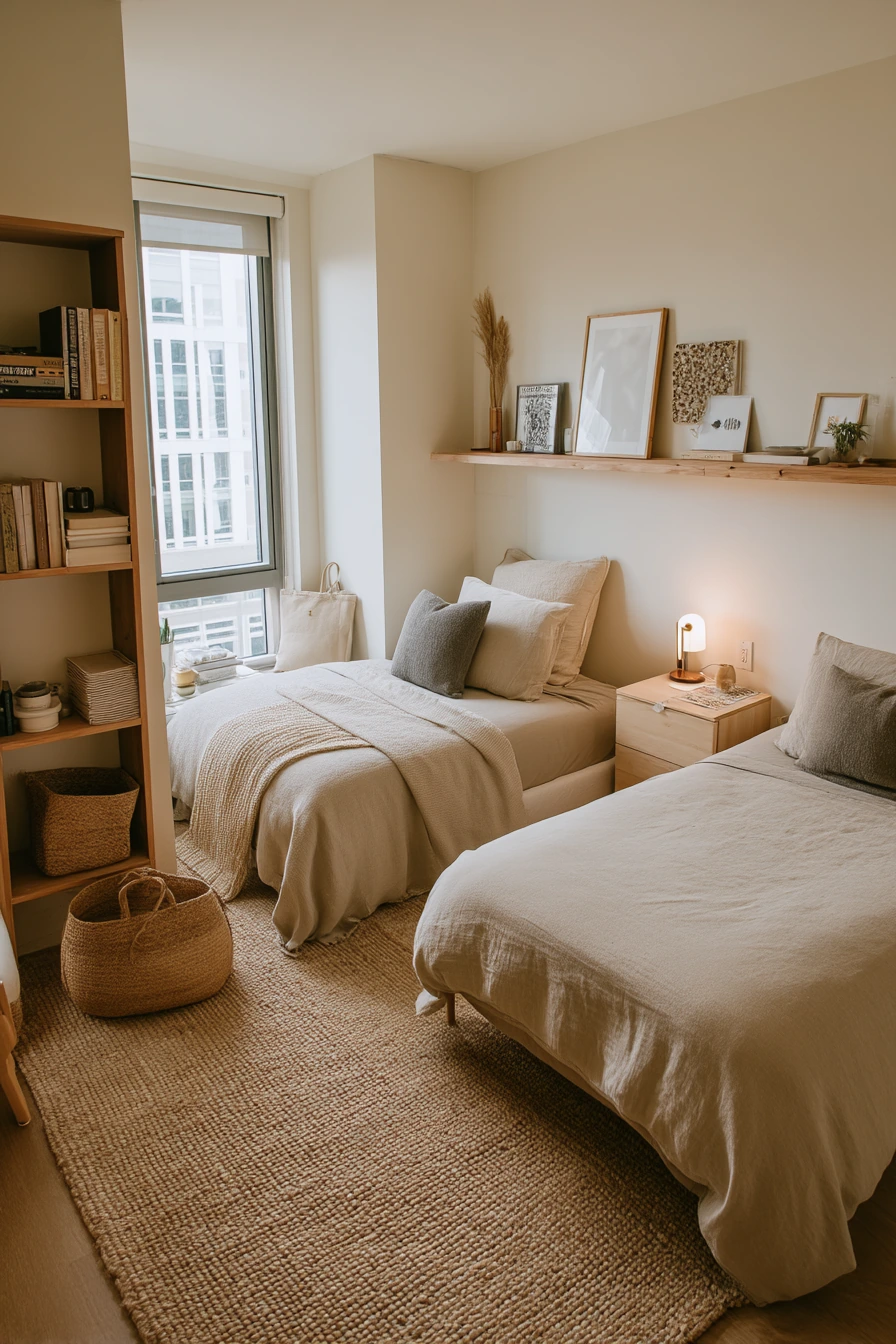 8. Beige Bedroom for a Shared Apartment