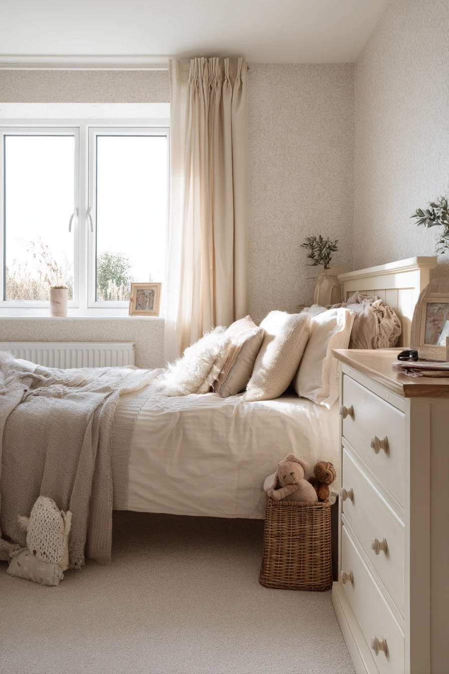 10. Beige Bedroom Makeover in a Family Home