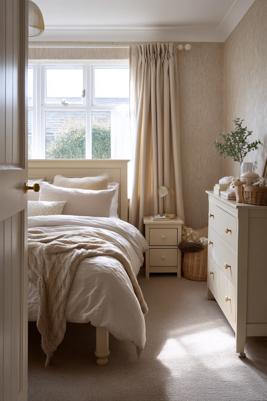 10. Beige Bedroom Makeover in a Family Home