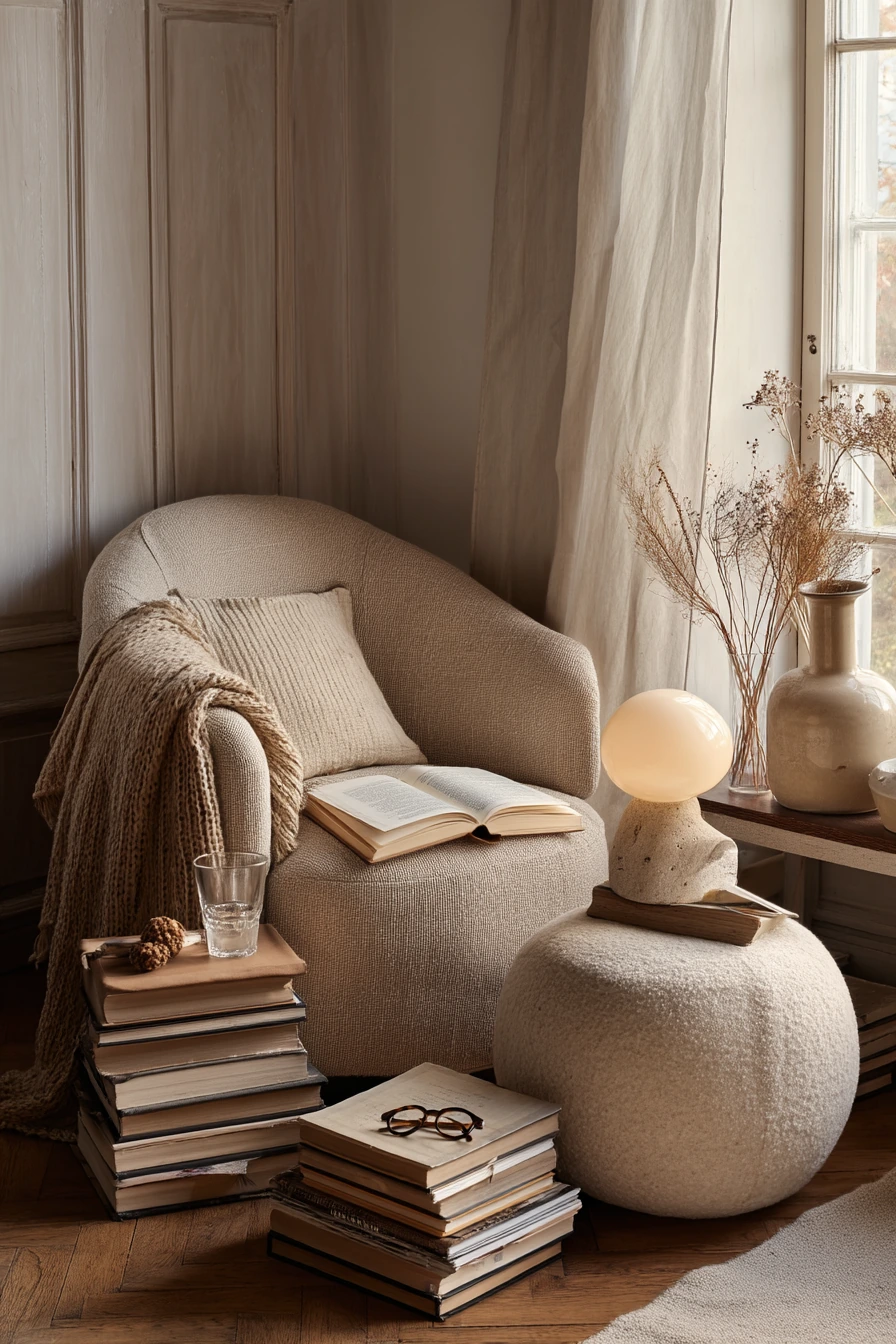Cozy Beige Reading Nook