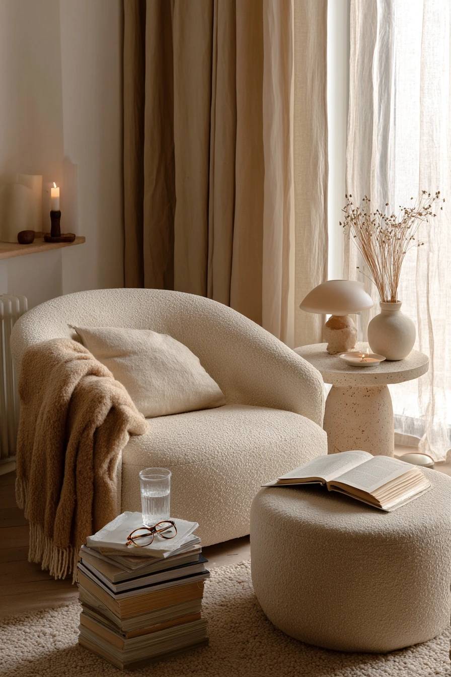 Cozy Beige Reading Nook