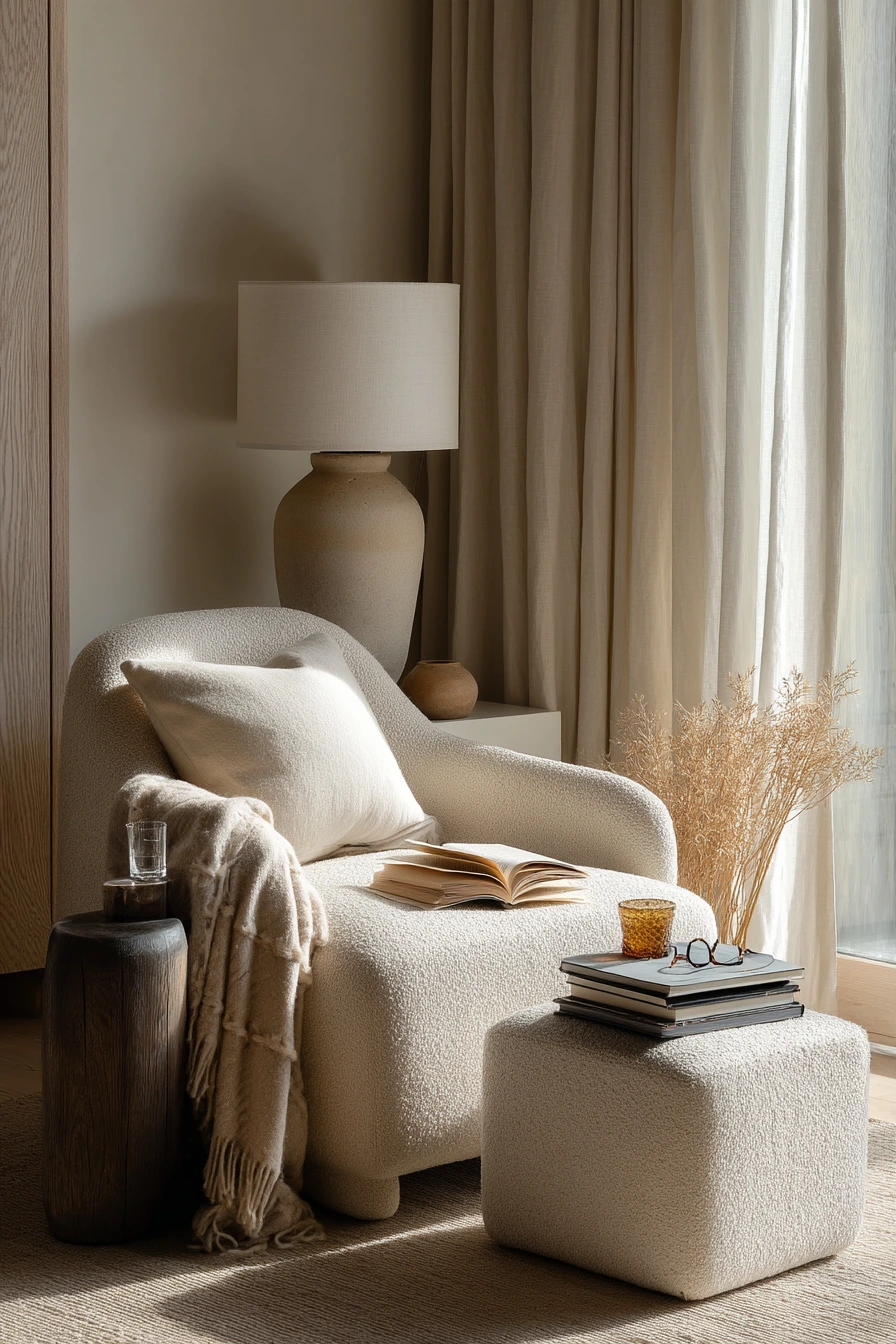 Cozy Beige Reading Nook
