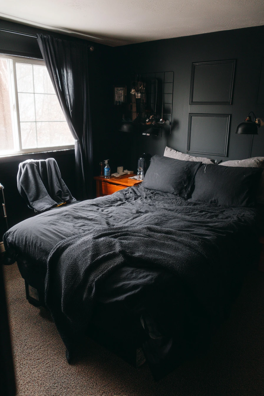 Renter-Friendly Black Bedroom Makeover