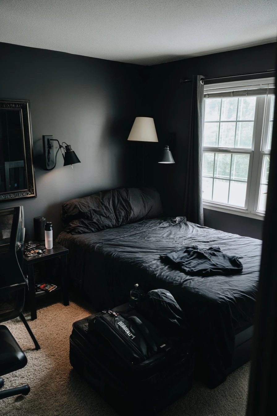 Renter-Friendly Black Bedroom Makeover