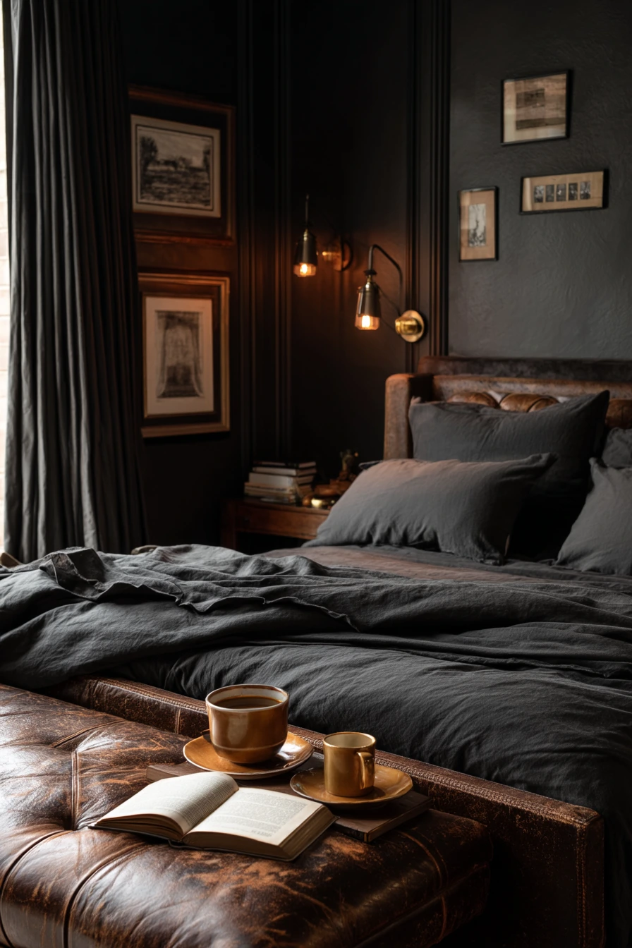 Black Bedroom with a Worn-in Boutique Feel