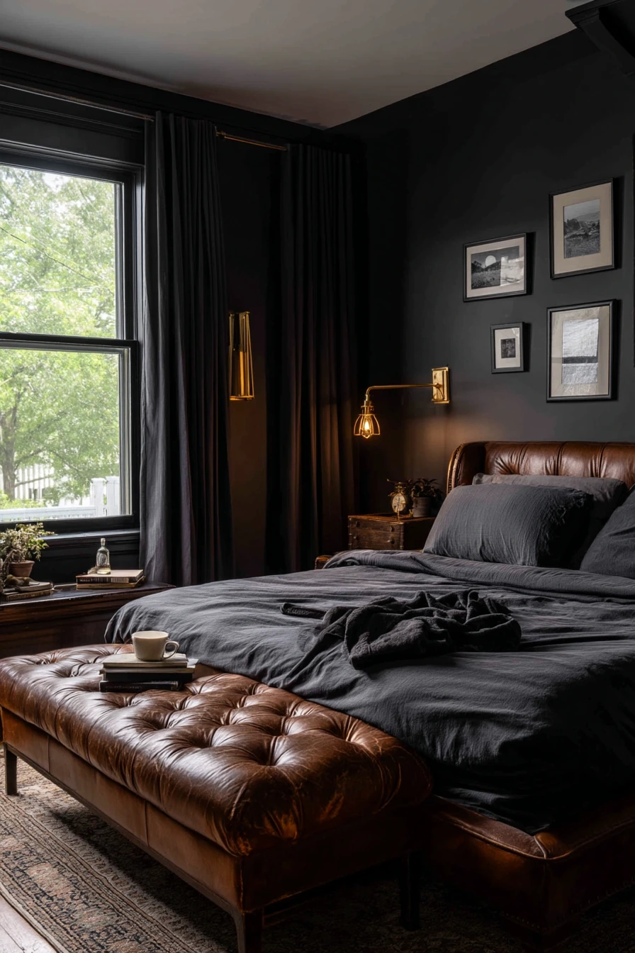 Black Bedroom with a Worn-in Boutique Feel