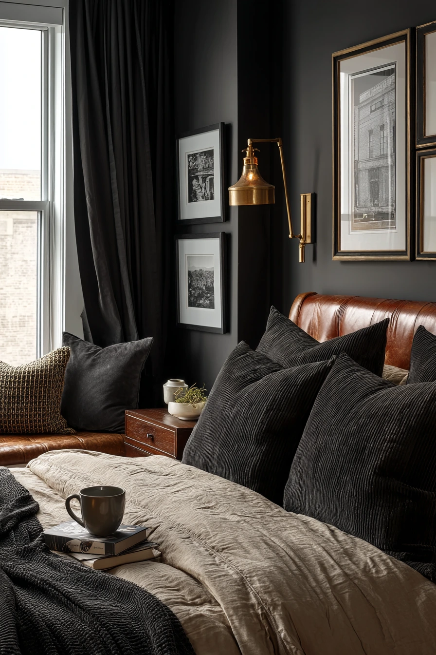 Black Bedroom with a Worn-in Boutique Feel