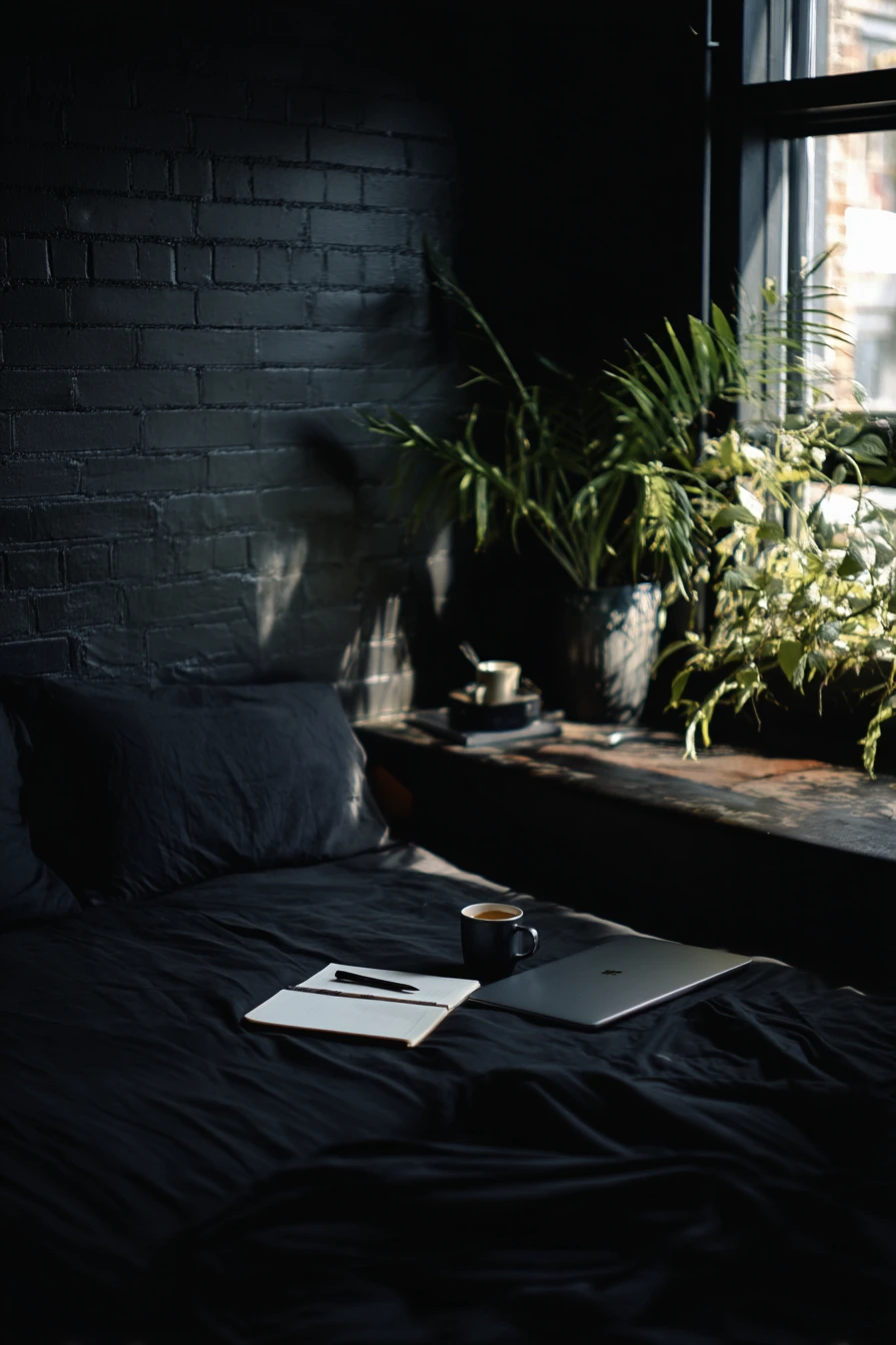 Black Bedroom for a Creative Weekend Reset