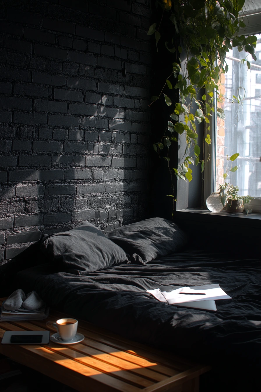 Black Bedroom for a Creative Weekend Reset