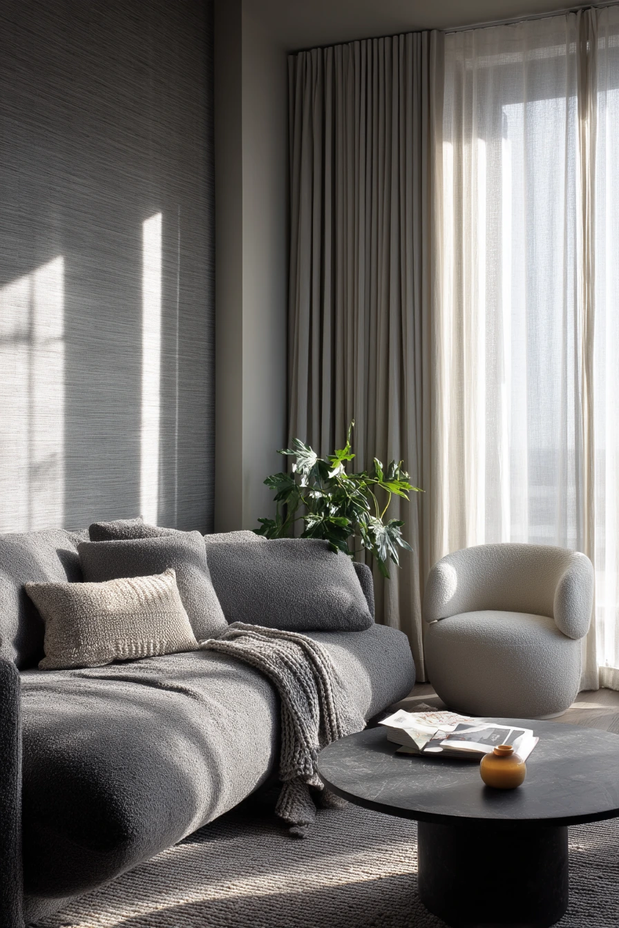 Gray Living Room with Soft Texture