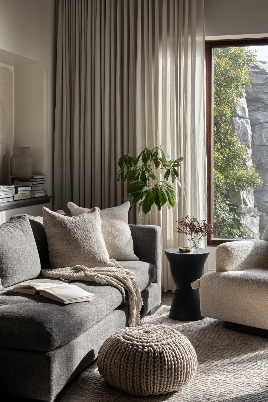 Gray Living Room with Soft Texture