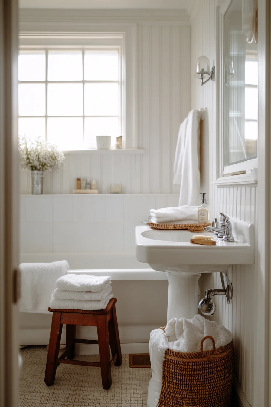 Older Home White Bathroom with Character