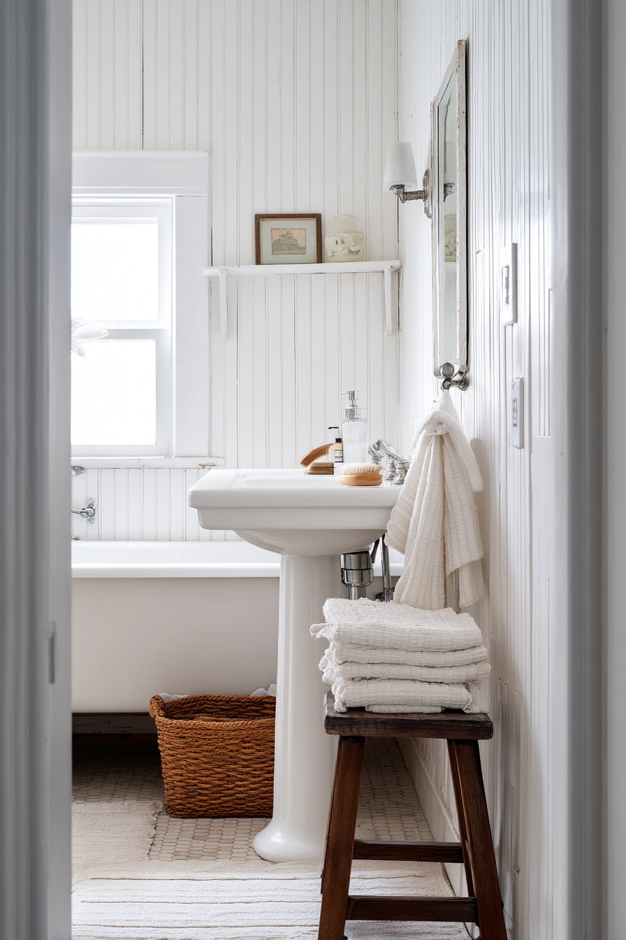 Older Home White Bathroom with Character