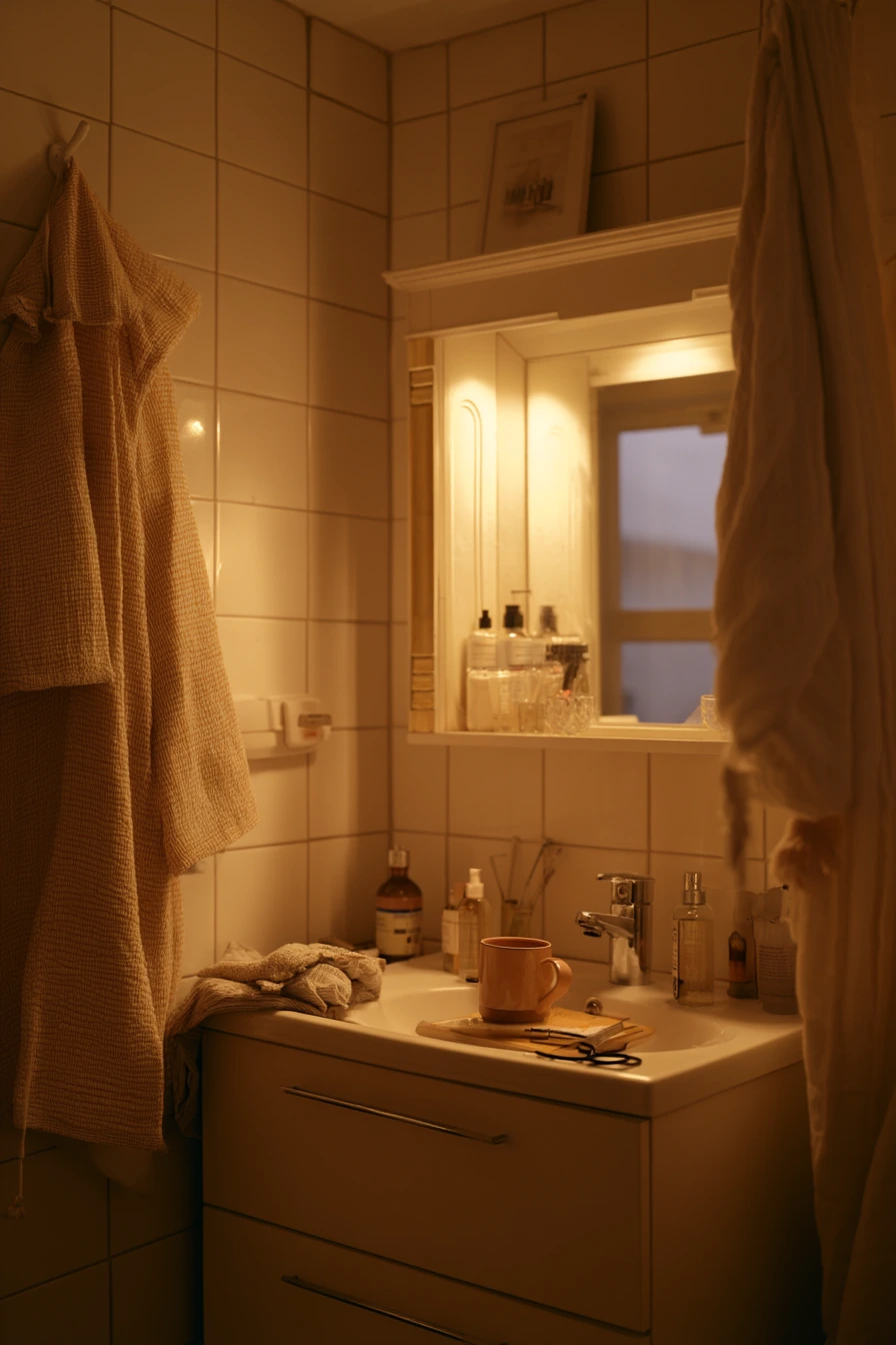 White Bathroom Evening Reset After a Long Day