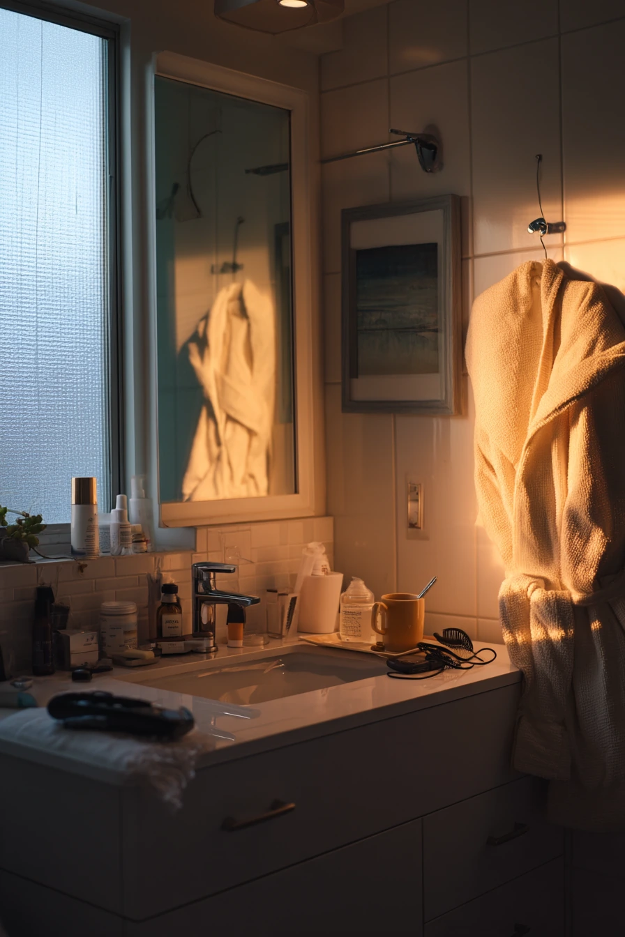 White Bathroom Evening Reset After a Long Day