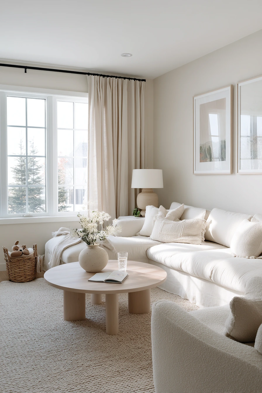 Sunlit Family White Living Room