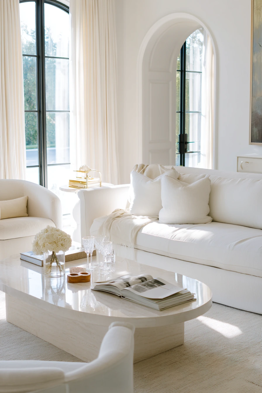 White Living Room for Entertaining Friends