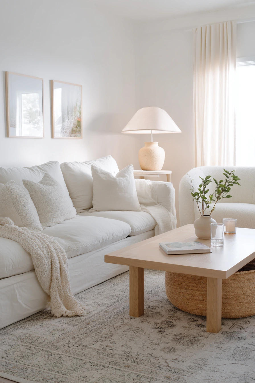 Sunlit Family White Living Room