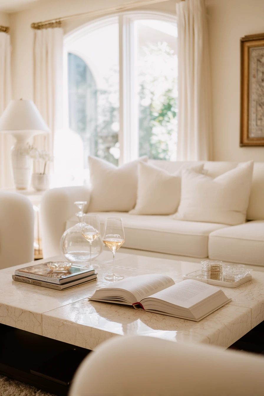 White Living Room for Entertaining Friends