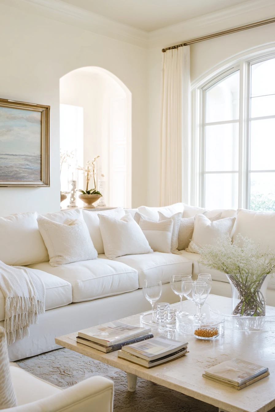 White Living Room for Entertaining Friends